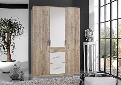 Wimex Kleiderschrank/ Drehtürenschrank Joker, (B/H/T) 135 x 198 x 124 cm, San Remo-Eiche/ Absetzung Weiß