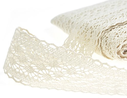 1m / Meterware Klöppelspitze aus Baumwolle, Breite 63mm, Farbauswahl, Farbe:mandelöl