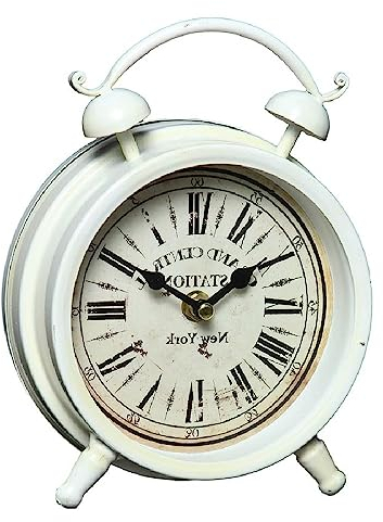 linoows Retro Tischuhr, Nostalgie Uhr, Weckeratrappe im Landhausstil