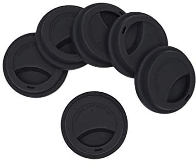 NanTun Silicone Drinking Lid Spill-Proof Cup Lids Reusable Coffee Mug Lids Coffee Cup Covers 6 Pcs - Black