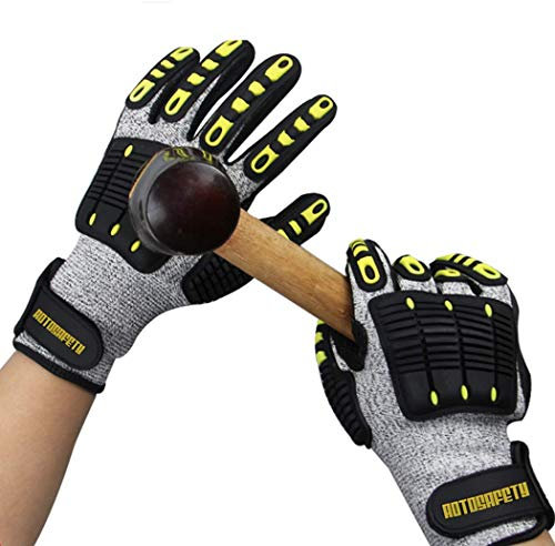 Arbeitshandschuhe, Sicherheitshandschuhe, Schnittschutz Level 5, schnittfest, Anti-Vibration, TPR-Schutz, Schlag-Schutz, Anti-Shock für Biker,Öl & Gas Industrie oder Motorrad fahren,1 Paar (L)