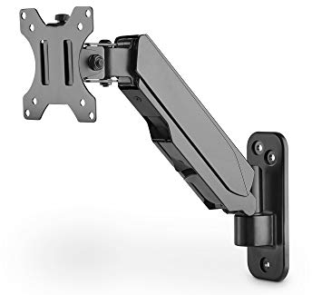 DIGITUS Soporte de Pared para Monitor con Muelle de presión de Gas - para Pantallas de 17-32 - 8 kg Carga máx. - Vesa 75x75 & 100x100 - Giratorio, inclinable, rotativo y Regulable en Altura - Negro