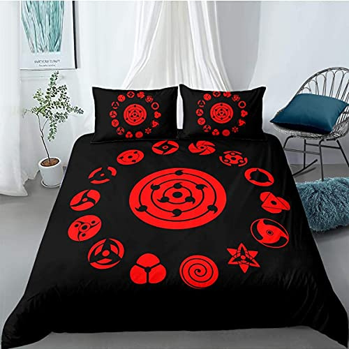 Naruto Bettwäsche-Set, Bettbezug Kopfkissenbezug, Mit Reißverschluss Und Kissenbezug, Für Kinder, Jungen, Teenager, Naruto 7 (135 x 200 cm)