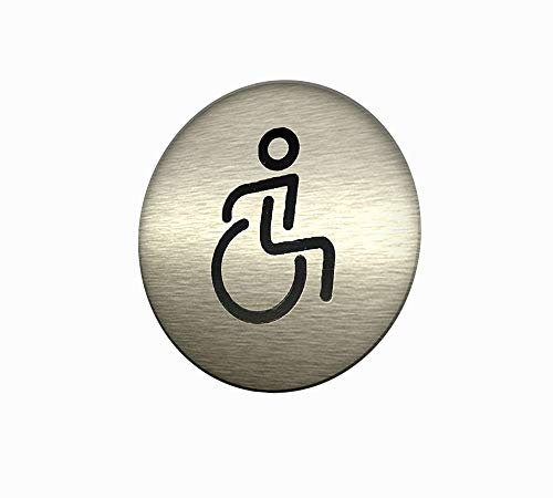 DOJA BARCELONA | Adesivi Simbolo Bagno | Disabili/Sedia con rotelle | Colore: Grigio | Diametro 100 mm | Targhetta con Adesivo per Porta WC | Ampio Uso: Ristoranti, Pub, Negozi, Ufficio, Casa