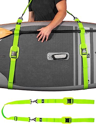 Gradient Fitness Tracolla per kayak/tavola da paddle/tavola da surf, con tracolla imbottita, porta pagaia e accessori in metallo (verde), Verde, Taglia unica