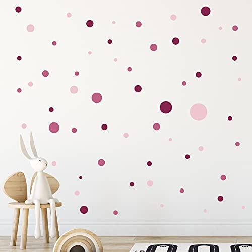 WANDKIND Kreise Set 120 Stück Wandtattoo für Babyzimmer V283 Aufkleber Sticker Kreis Wandaufkleber Kinderzimmer Punkte Dots Klebepunkte in verschiedenen Farben (Rosa)