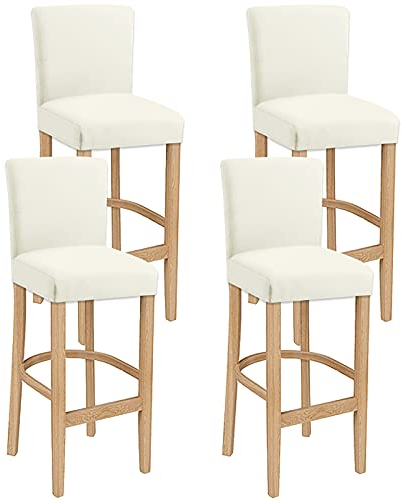 LANSHENG Barhocker-Bezüge, Stretch, waschbar, ausziehbar und abnehmbar, für Kurze Drehstuhl, Esszimmerstuhl, Barhocker, Stuhl (Elfenbein, 4 Stück)