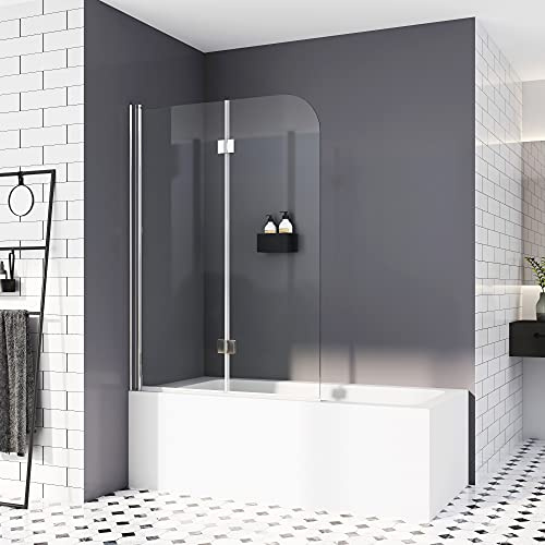 Duschtrennwand für Badewanne,100 cm Faltwand für Badewanne Duschabtrennung 6mm ESG Sicherheitsglas NANO Glas Duschwand Höhe 140cm