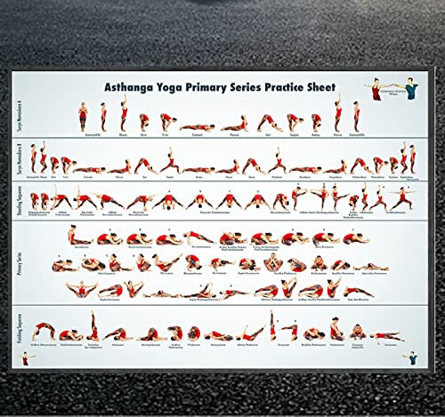 CloudShang Ashtanga Yoga Poster Gymnastik Diagramm Pose Gesundheit Wand Bilder Bild Wohnzimmer Home Gym Deko K11096 540X55Cm/Leinwand Rahmen