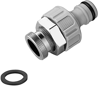 GRIFEMA GE1102 Gartenschlauchverbinder-Set mit Dichtungsringen, Wasserhahnanschluss und Adapter für Gartenhähne 24 x 1 und 22 x 1, Schwarz