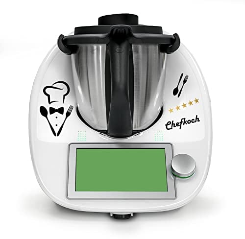 Finest Folia Deko Aufkleber kompatibel mit Küchenmaschine Thermomix TM5 TM6 Design Sticker Zubehör für Küchengerät wasserfest selbstklebend K154 (03 Chefkoch, Gold)