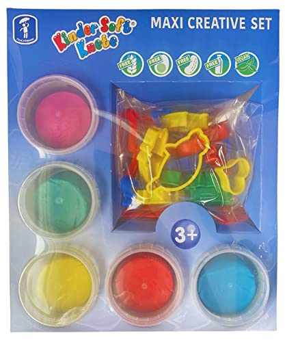 Feuchtmann Spielwaren Feuchtmann Spielwaren Feuchtmann 628.0523 - Kinder Soft Knete Creative Set, 22-teilig, 5 Dosen mit je 80 g