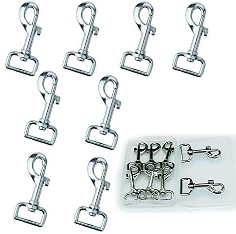 Mosquetón con Articulación Giratoria Aleación de Zinc 360 Grados girado para Correa de Perro Montañismo Llavero 65mm, Plata (8 Piezas)