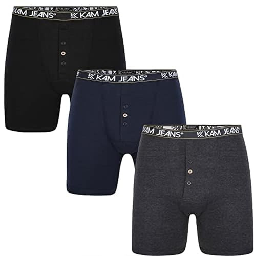 Kam Mens Plus Size Boxer Shorts 3 Pack Elasticated Waist Underwear Multipack Trunks for Big and Tall Men, Pack of 3, Size: 2XL to 8XL