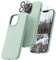 OIIAEE [5-in-1 Designed for iPhone 13 Pro Max Case 6.7 , with 2 x Screen Protector & 2 x Camera Protector, Soft Liquid Silicone Gel Rubber Slim Shockproof Cover with Microfiber Lining, Mint Green