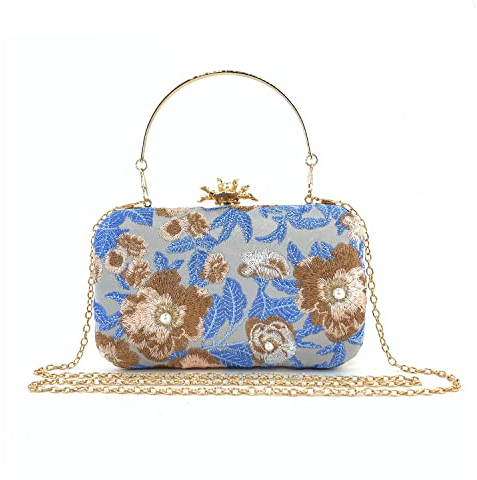 Jywmsc Frauen Stickerei Perlen Clutch Abendtaschen Vintage Geldbörsen für Formelle Party Hochzeit