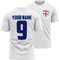 Personalised England Football Shirt Adults 2025, Your Custom Name and Number Printed England Tshirt Top, New Updated 2025 kit, Retro Gifts for English Fans, L, White
