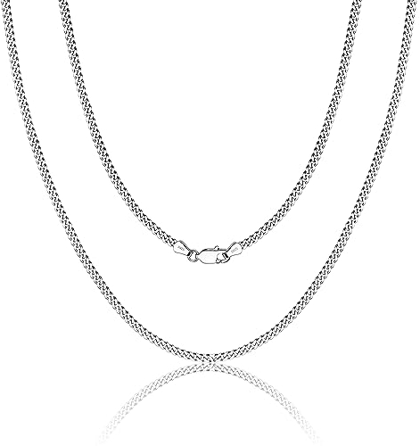 JeweBella Silberkette Damen 925 ohne Anhänger Sterling Silber Panzerkette Halskette 2MM Breit Dünn Kette Damen Silber Länge 40/45/50/55/60/cm