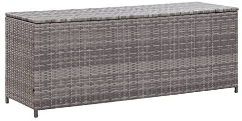 BULANED Gartenbox, Auflagenbox Wasserdicht, Box Für Gartenauflagen, wasserdichte Box, Aufbewahrung, Aufbewahrungsbox, Grau 150x50x60 cm Poly Rattan