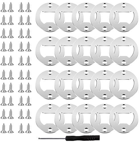 Sliverdew 20 Stück Flaschenöffner Rohling Edelstahl Flaschenöffner Einsätze Hardware Bieröffner Einsätze Rund DIY Einsatz Hardware Kit mit Schrauben, für Flaschenöffner Bar DIY Basteln Küche
