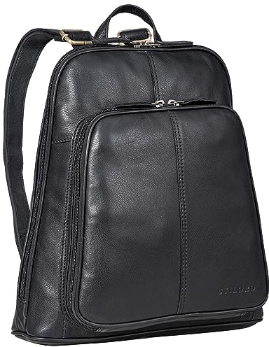 STILORD 'Daisy' Elegant Leather Backpack Women Small Vintage Rucksack Modern Daypack for City Shopping Office Ladies Leather Handbags Genuine Leather, Colour:black