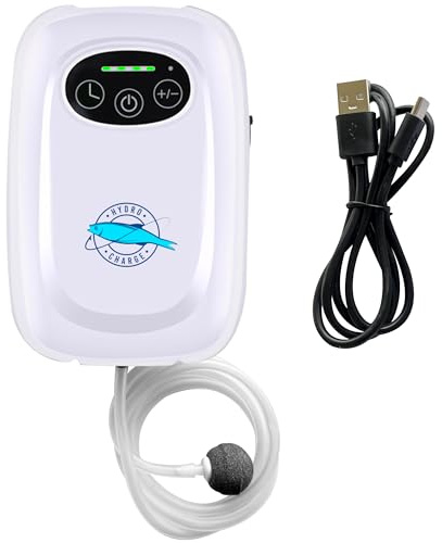 Hydro Charge | Aerator for Bait Bucket | Water Resistant, USB Rechargeable, 2W, 2200 mAh Battery Capacity, 24h Runtime per Charge, 48h on Battery Saving Mode | Minnow Bucket Aerator | Bait Bubbler