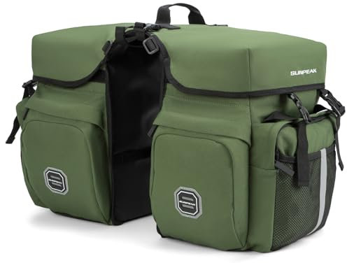 Sunpeak Fahrradtasche, Zubehör, Gepäckträgertasche für Fahrrad, 45 l, wasserdicht, Mountainbike, E-Bike-Satteltasche für Radfahren, Reisen, Pendeln, Grün