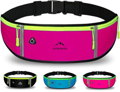 Nordrun® Laufgürtel für alle Handys | Verstellbarer und Wasserdichter Handytasche Joggen | Laufgürtel Handy | Running Belt | Handyhalterung Joggen | Laufen Zubehör | Lauftasche (Rosa)