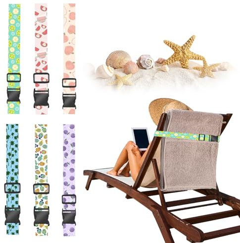 6 Stück Strandtuchbänder Band, Strandtuchhalter Clips, Bunte Handtuchbänder Strand, Eine Neue Alternative für Strandkorb Clips, Strandkorbbänder für Handtuch, Strandkorb, Pool, Kreuzfahrtstühle