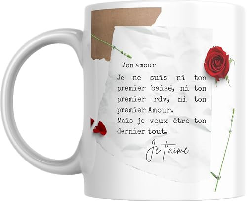 Gwenmode Mug Amour Avec message en forme de lettre Idée Cadeau Original pour Ami Couple Amoureux Mari Femme Homme Fiancés Copain Copine pour Anniversaire St Valentin Noël