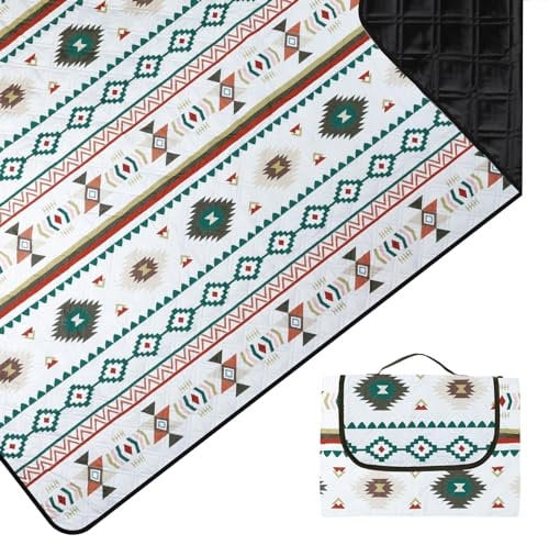 Outplea Boho Picknickdecke Wasserdicht Faltbar, 200x200cm Tragbare Stranddecke Ethnisch Maschine Waschbar, Große Outdoor Decke für Camping Reisen Wandern, Böhmisch