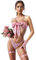 NewBull Set di lingerie sexy da donna, in raso, biancheria intima cava, reggiseno con fiocco, a vita alta, bikini Tanga, anelli elastici per gambe classici, regolabili, babydoll, Rosa brillante,