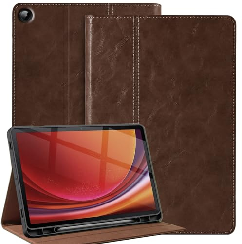 NANRUIL Leather Case for Samsung Galaxy Tab A9+/A9 Plus 10.9/11 Inch 2023 | Genuine leather case, for SM-X216B/X210/X218 tablet protective case cover, with S pen holder and car wake/sleep.