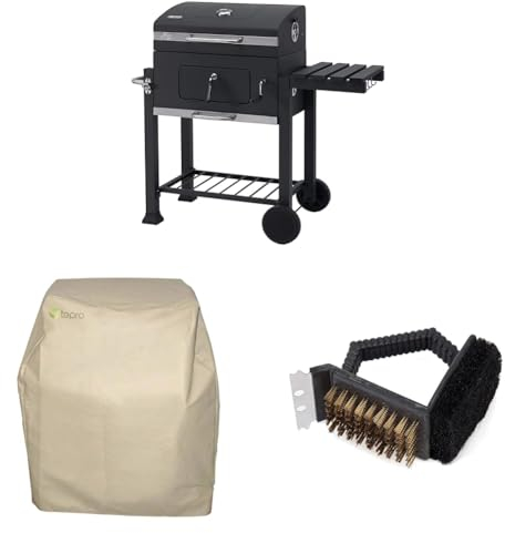 Grillwagen Toronto Click + Universal Abdeckhaube für Grillwagen klein, beige + 3-in-1 Grillreinigungsbürste