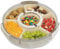 Leerweii Divided Serving Tray with Lid and Handle, Rotating Snack Box with 6 Compartments Snack Tray Round Portable Food Storage Divided Platter for Fruit Veggie Candy Spice