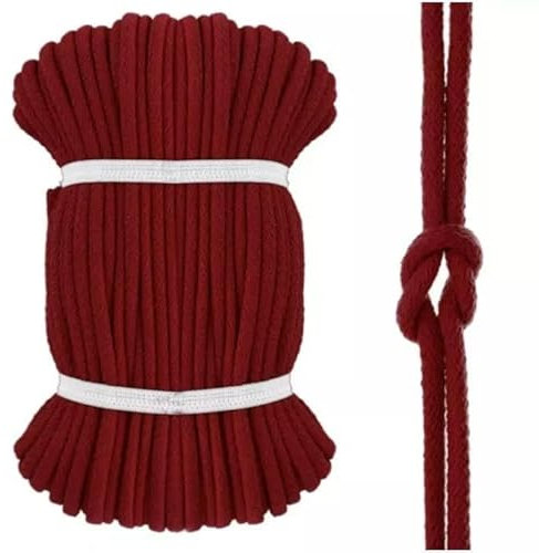 Kacperek - Baumwollkordel 8mm - Kordelband 50 m - 100% Baumwolle, Weich, Leicht Elastisch - für Kleidung, Turnbeutel, DIY Projekte - Kordel Kastanienbraun