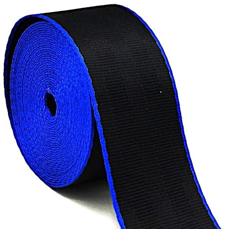 AnseTendance - 10 Meter Gurt 48 mm Polyester Typ Sicherheitsgurt für Taschen Handgepäck Lattenrost Geschirr Koffer Befestigungen Matratze Kanustuhl Taschengriff schwarz Kanten blau