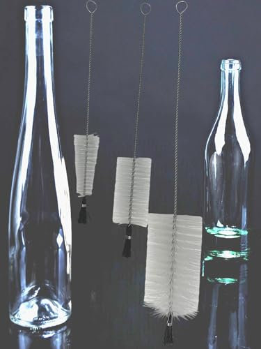 MAAJ 3 x Set FLASCHENBÜRSTE DRAHTBÜRSTE Nylon KOPFBÜNDEL - VEGAN - KONISCH ZYLINDRISCH MINI MEDIUM Maxi - Made IN Germany