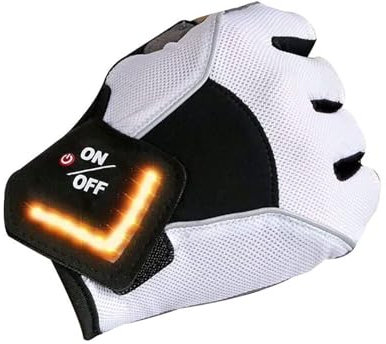 Generisch Automatisches Zubehör Outdoor-Sportarten Radfahren LED-Blinkerhandschuhe Mountainbike Kurzfingerhandschuhe Halbfingerhandschuhe Latexhandschuhe (White, XL)