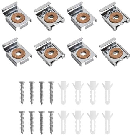 8 Stück Metal Spiegelhalter,Federbelastete Spiegelaufhängung Clips Set,Platz Eisen Spiegelhalterung,Spiegel Aufhängung mit Dübel und Schrauben,Spiegel Befestigung für Bad Schweren Spiegel Glas