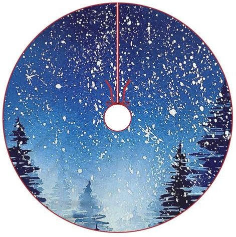 Chickwin Weihnachtsbaum Decke 3D-Druck Christbaumdecke, Rot Weihnachtsbaum Röcke Weihnachtsbaum Matte für Weihnachtsdeko, Weihnachtsbaum Tannenbaum Deko (Blaue Sternennacht,S-76cm)