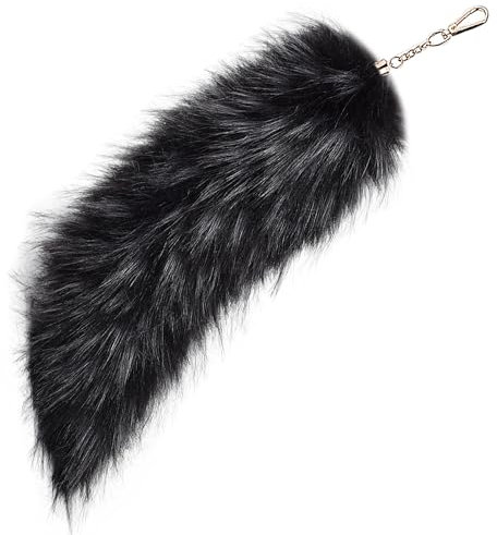 Asudaro Kunstpelzschwanzanhänger, Tierschwanz Anhänger - 40cm Übergroßer Halloween-Fuchsschwanz-Anhänger Schwanz Keychain Auto Schlüsselketten Anhänger Weich Flaumig Handtasche Dekoration