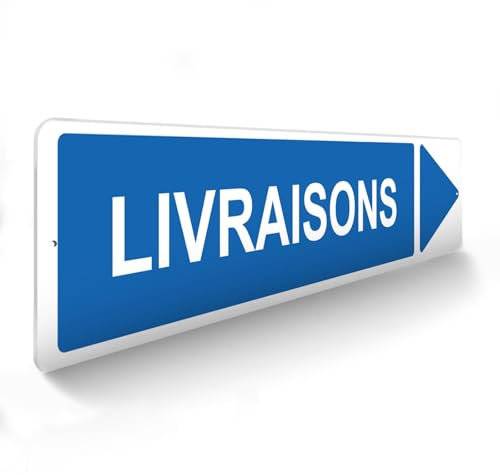 DECOHO - Panneau de signalisation pour parking · Livraisons droite - 48 x 10 cm - Bleu