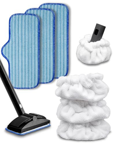 RunnoClean Steam Cleaner Accessories Compatible with Dupray Steam Cleaner, Triangle Microfiber Bonnet for Neat Steam Cleaner & Microfiber Pads, 3+3 Reusable Steamer Cloth Cover Cleaning Steam Mop Pads