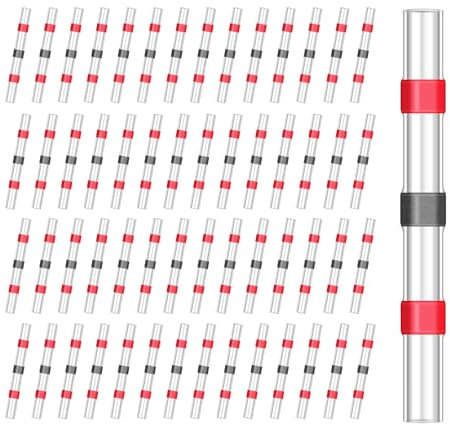 150 connettori termorestringenti per cavi, connettori rossi 22-18 AWG, kit di connettori per cavi, connettori di testa termorestringenti, connettore per saldatura con termorestringente, per giunti di