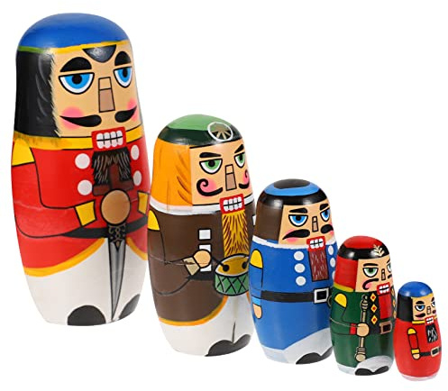 PERSELOSO 1ensemble Poupées Gigognes Matryoshka Artisanales Jouet Éducatif Bois Peint Main Décoration Nutcracker pour Garçon Fille