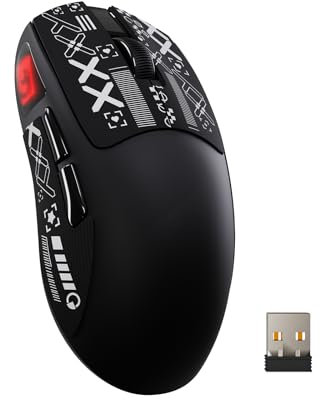MAMBASNAKE M4 SUPERLIGHT Mouse Gaming Wireless, 24000 DPI, 53g Ultraleggero Mouse da Gioco, PixArt PAW3311, Logo RGB, Batteria da 400mAh, 2.4G/Bluetooth/Cablato, Mouse Grip Tape, per PC/Mac, Nero