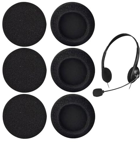 6 Stück Kopfhörer Ohrpolster,Ohrpolster Kopfhörer,Kopfhörer Polster,Schaumstoff Polster,Kopfhörer Ersatz Ohrpolster,50mm Black Ersatz Earpads Audio Kopfhorer