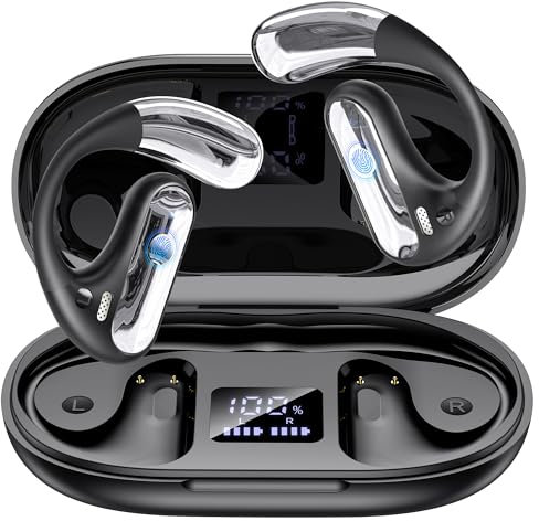 Open Ear Headphones Bluetooth, Headphones Wireless Bluetooth 5.4 with 4 Mic ENC, 40h Playback LED Display Type-C, Wireless IP7 Waterproof, Hi-Res Wireless Audio Sport Headphones