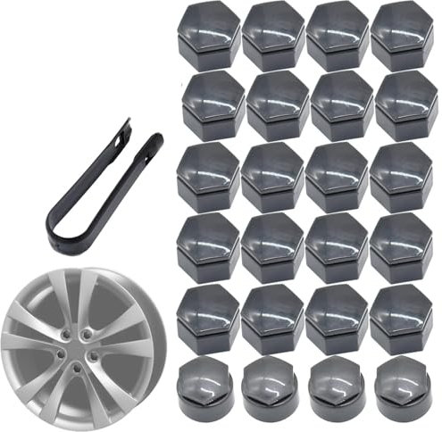 Radschraubenkappen,Radmutterkappen 24 Stück graue Radnabenmuttern, Reifenschrauben, Schraubkappen, Staubschutz, wasserdicht, mit Werkzeug, 22 mm, passend for Opel Vauxhall Holden Insignia 2010–17